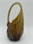 1960s Mid Century Murano Amber Art Glass Aventurine Gold Flecks Vase Basket Handled For Sale - Image 5 of 11
