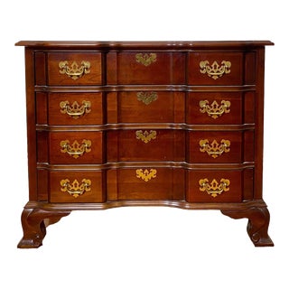 1980s Vintage Jasper Cabinet Company Mahogany Chest of Drawers With Brass Hardware For Sale