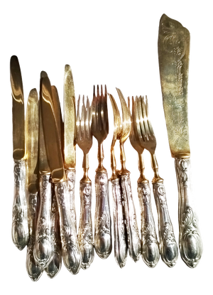 Silver Dessert Cutlery Set, 1950s, Set of 13