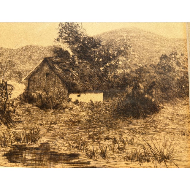 Brown Late 19th Century British School Rural Landsape Etching Panoramic Countryside Scene, Framed For Sale - Image 8 of 16