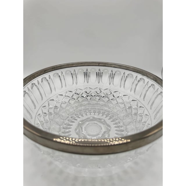 Vintage Heavy Cut Crystal, Silver Plated Rim For Sale In Los Angeles - Image 6 of 11