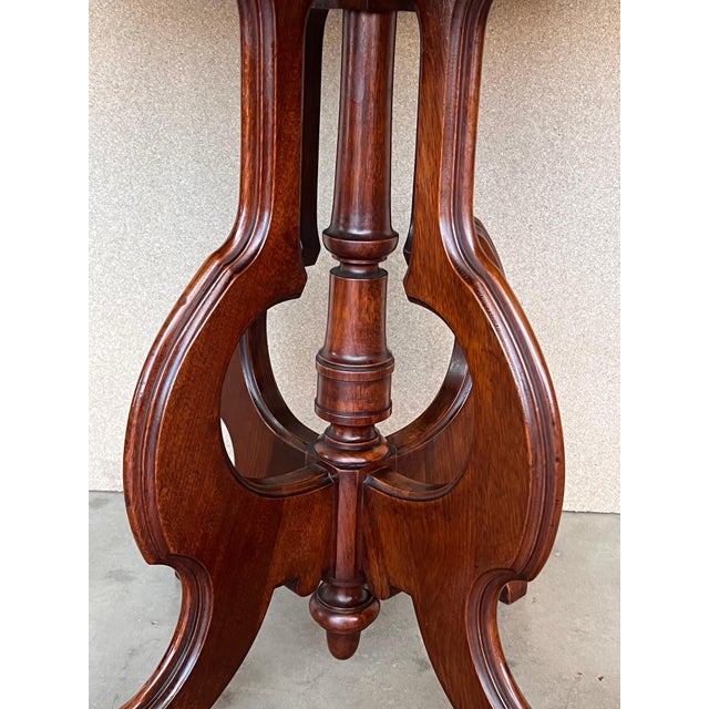 Wood Mid 20th Century Victorian Burr Walnut Inlaid Oval Coffee Table For Sale - Image 7 of 18