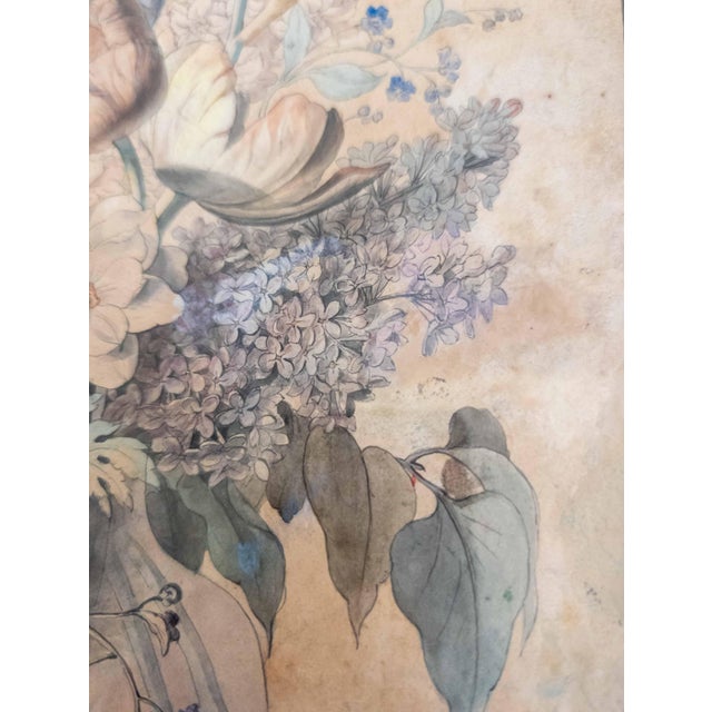 18th C. French or Dutch School Still Life Watercolor Painting of Floral Bouquet For Sale - Image 14 of 18