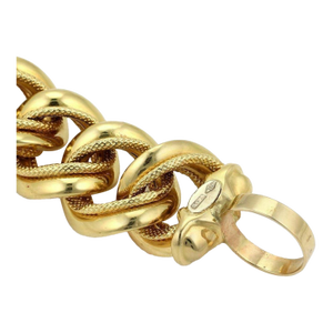Triple Fancy Large Curb 18k Yellow Gold Link Bracelet 8"