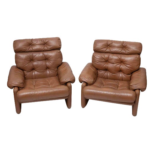 Coronado Leather Armchairs for B&B Italia, 1970s, Set of 2 For Sale