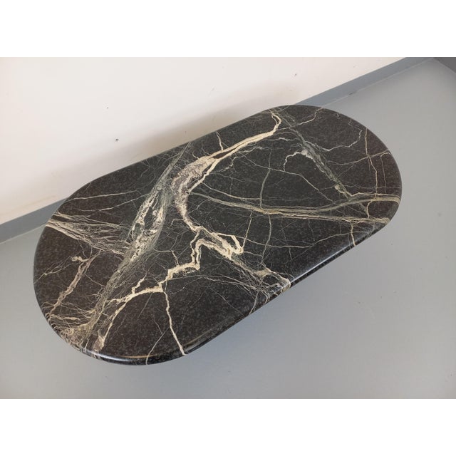Vintage Oval Coffee Table in Black Marble, 1970s For Sale - Image 10 of 15