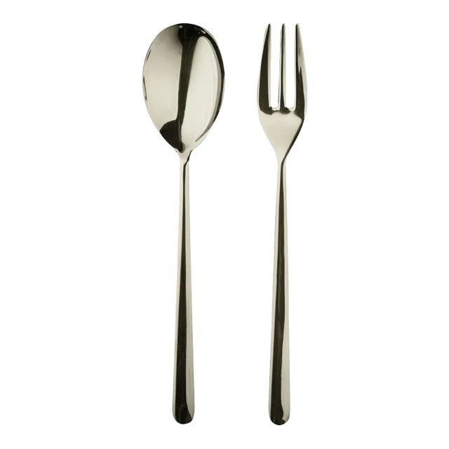 Mepra Linea 2-Piece Serving Set (fork & Spoon), Champagne For Sale