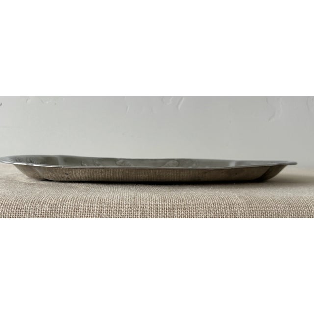 Metal Antique Art Nouveau Pewter Platter With Hunting Dog Motif For Sale - Image 7 of 9