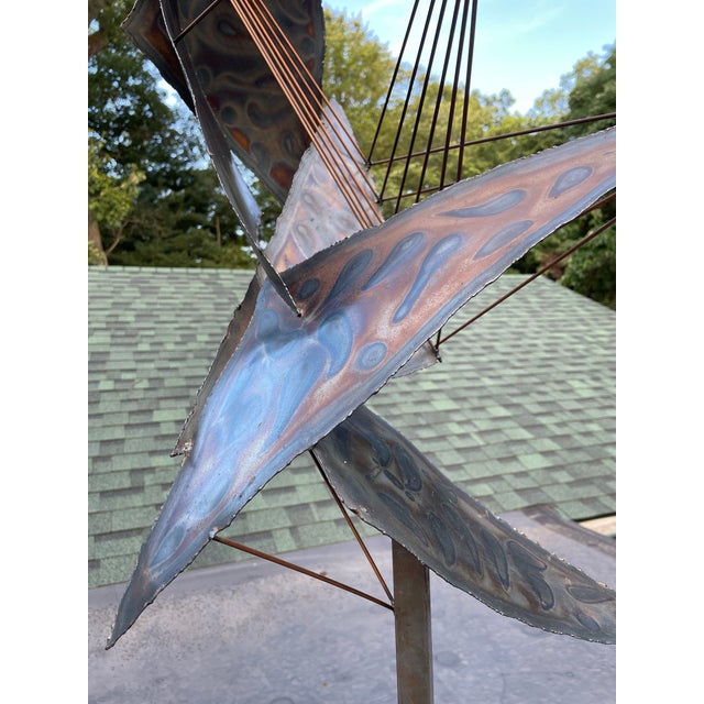 Mid 20th Century Large Torch Cut Steel Sculpture on Wood Base For Sale - Image 5 of 8