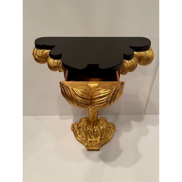 Small Giltwood & Black Laquer Consoles in the Manner of Serge Roche For Sale - Image 14 of 14