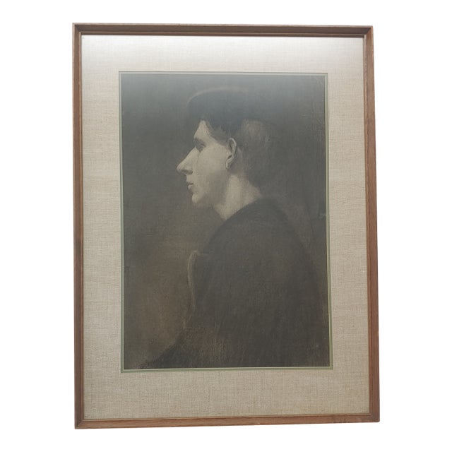 Mid 20th Century Male Portrait Pencil Drawing, Framed For Sale