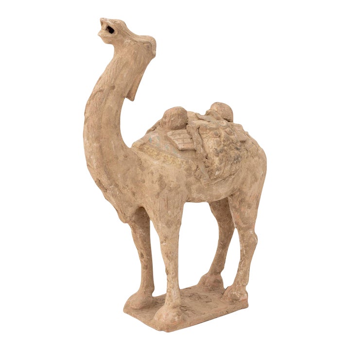 Chinese Tang Style Standing Camel Pottery Sculpture | Chairish