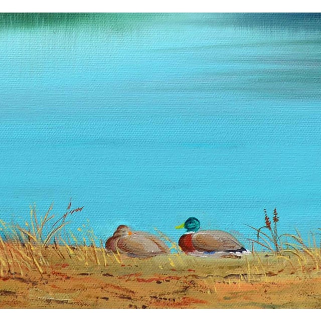 Northern California Duck Lake, Realist Landscape, Oil on Canvas, 1990s by Luke Stamos For Sale In Monterey, CA - Image 6 of 8