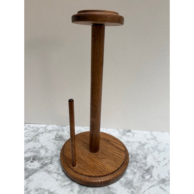 Farmhouse Midcentury Americana Wood Paper Towel Holder For Sale - Image 3 of 7