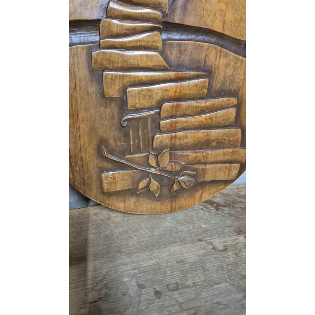 1940s Vintage Carved Wooden Sculptural Relief Wall Plaque, Czechoslovakia, 1940s For Sale - Image 5 of 8