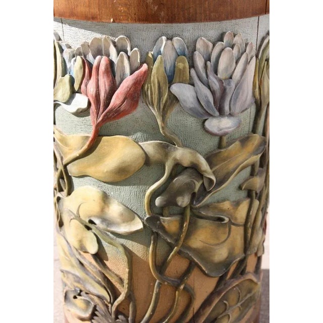 Art nouveau carved paper basket in very good original condition.