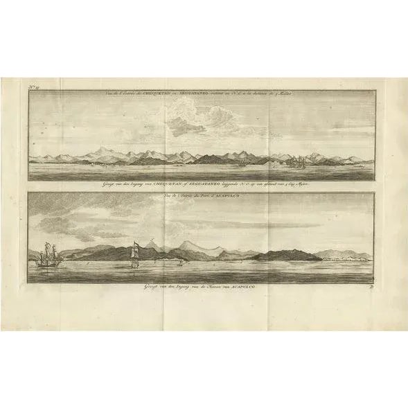 Mid 18th Century Anson, Zihuatanejo and the Harbour of Acapulco, 1749, Print For Sale - Image 5 of 5