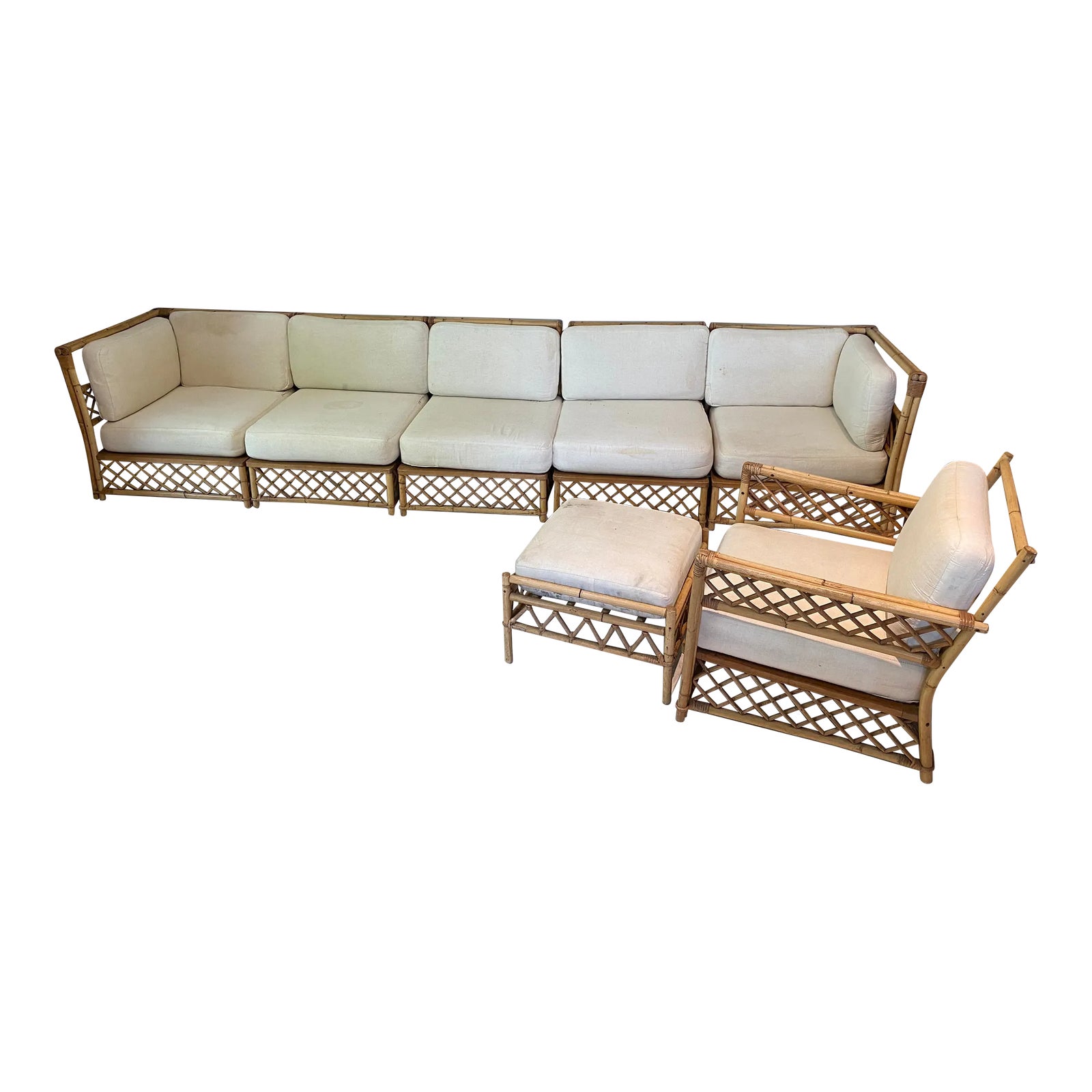 Vintage Ficks Reed Bamboo Sectional | Chairish