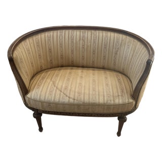 Louis XVI Style Antique French Berger-en- Cabriolet Settee For Sale
