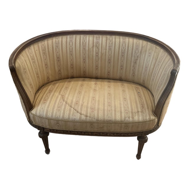 Louis XVI Style Antique French Berger-en- Cabriolet Settee For Sale