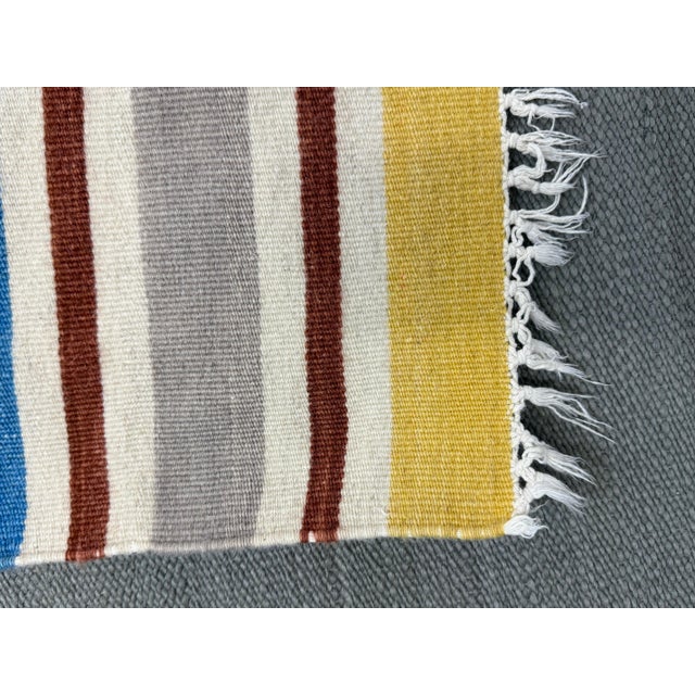 3ft 9in × 6ft 5in Flat Woven Striped Area Rug For Sale - Image 11 of 12