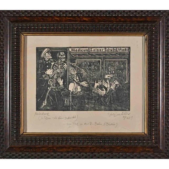 Modern Conrad Felixmuller, The Death, Woodcut Print, 1960s For Sale - Image 3 of 3