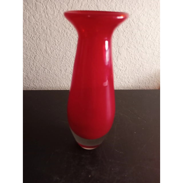 1980s Krosno Red Art Glass Poland Bud Vase. For Sale In Dallas - Image 6 of 7