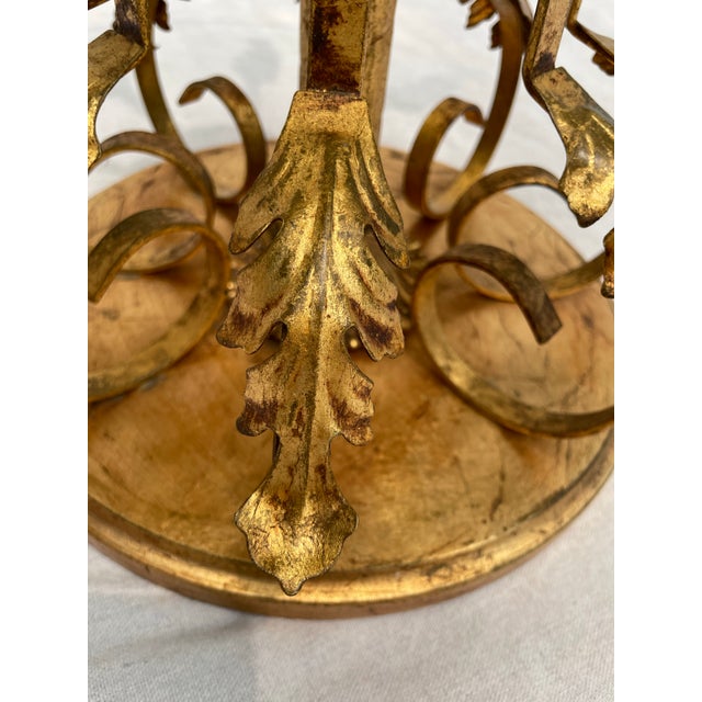 Gold Italian Hollywood Regency Gilt Gold Tole and Glass Side Table For Sale - Image 8 of 10