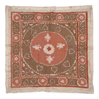 Suzani Textile Wall Art - Bohemian Embroidery 4'4'' X 4'5'' For Sale