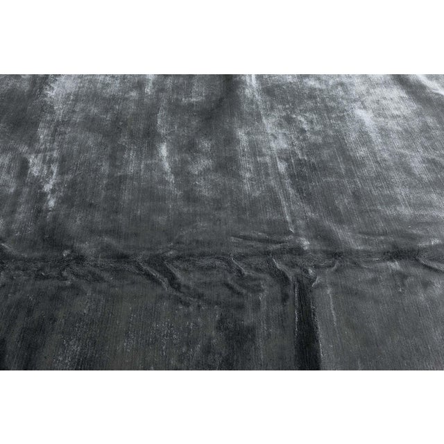 Early 21st Century Contemporary Solid Steel Gray Hand Knotted Silk Rug by Doris Leslie Blau For Sale - Image 5 of 8