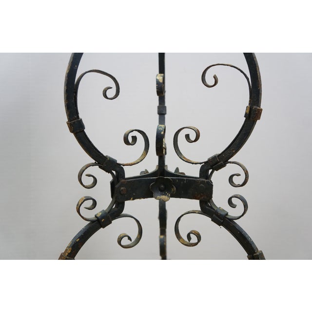 Black Antique Victorian Art Nouveau Scrolled Wrought Iron Tripod Garden Plant Stand For Sale - Image 8 of 16