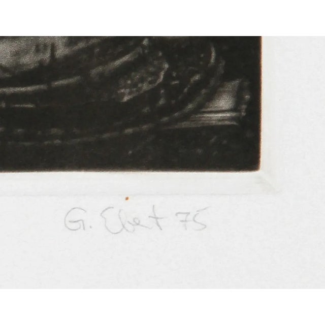 This mezzotint, titled "Boot," was created in 1975 by the German artist, Gerde Ebert. It is both signed and numbered in...
