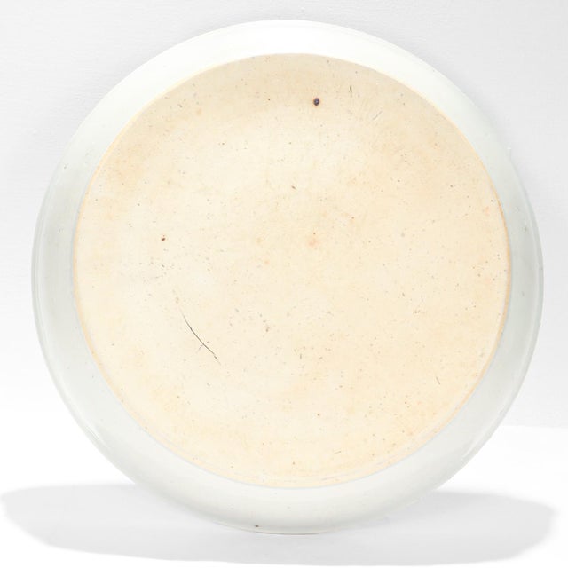 Chinese Large Round Antique Blue & White Canton Pattern Chinese Export Porcelain Serving Bowl or Tray For Sale - Image 3 of 16