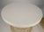 White Pair Spun Fiberglass 24" Round Stone Textured Tops End Side Tables Woodard MINT For Sale - Image 8 of 14