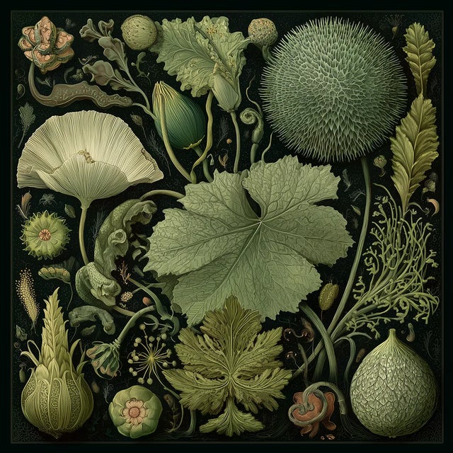 2020s Set of 15 - 90' X 54' Evergreen Organic Modern Gallery Wall Installation Botanical Prints - Dark Green, Unframed For Sale - Image 5 of 17