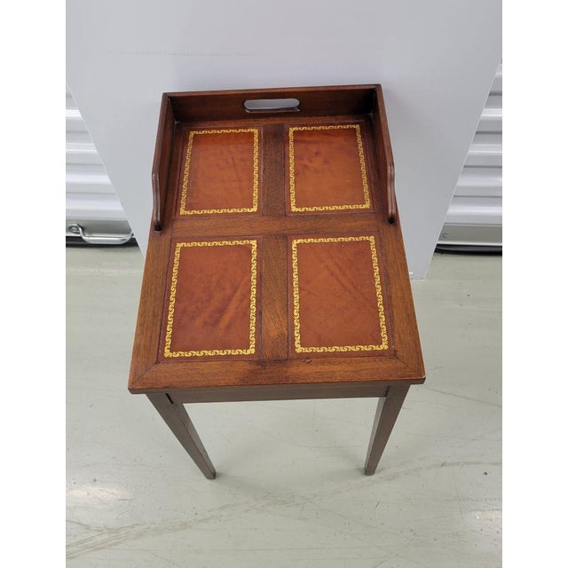Petite 20th C Mahogany and Leather Side Table For Sale In Raleigh - Image 6 of 6