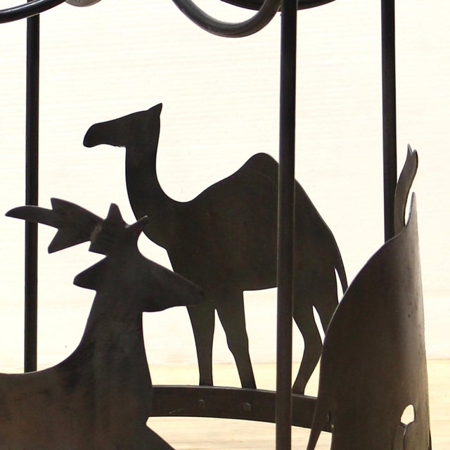 1990s Vintage Wrought Iron SideTable With Safari Animal Silhouette For Sale - Image 5 of 6