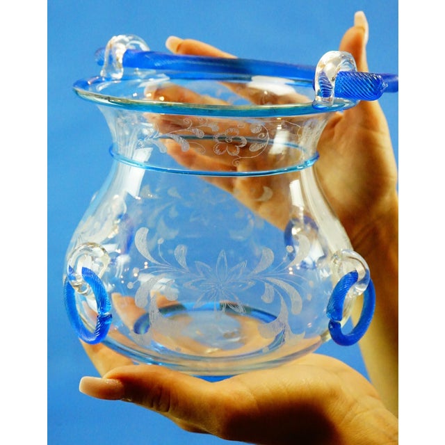 20th Century Art Deco Murano Glass Bucket Vase attributed to the Salviati & C. Glassworks, Venice, Italy, 1930s For Sale - Image 3 of 18