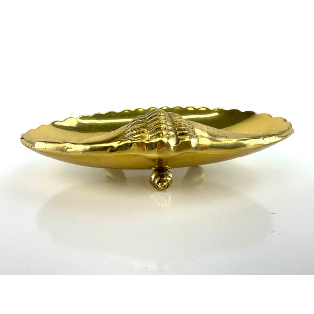 Metal Vintage Brass Seashell Trinket Dish With Conch Detail For Sale - Image 7 of 13