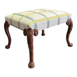 Georgian Style Carved Mahogany Ottoman / Stool Attributed to Theodore Alexander For Sale