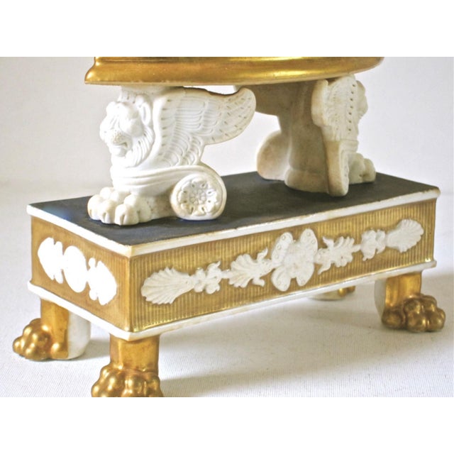 Ceramic Antique Early 19th Century French Empire Paris Porcelain Corbeille or Basket With Lion Paw Feet Circa 1820 For Sale - Image 7 of 14