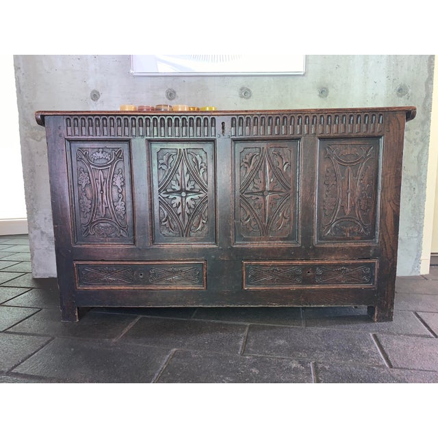 Wood 17th Century Antique Coffer Chest Trunk For Sale - Image 7 of 7