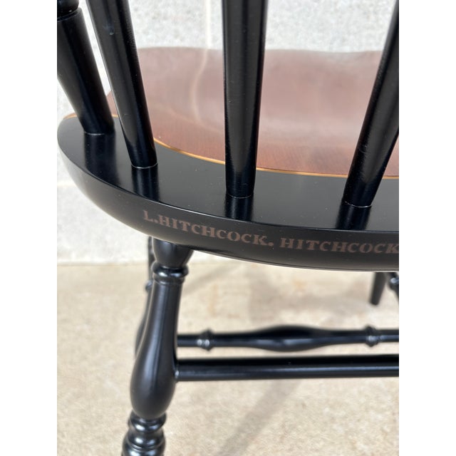 L. Hitchcock Black Harvest Fan Back Windsor Side Chairs - Set of 4 For Sale - Image 10 of 10