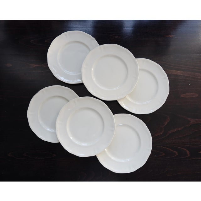 Ivory Vintage Ivory Earthenware Dinner Plates with Scalloped Edge, 1950s, Set of 6 For Sale - Image 8 of 8