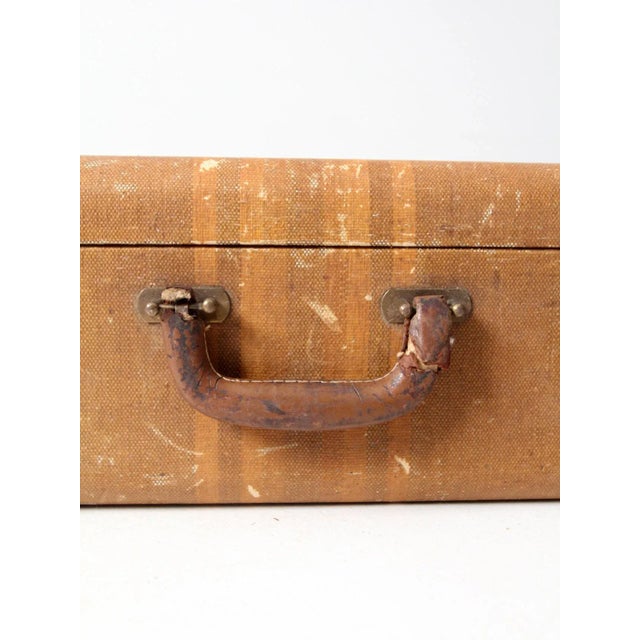 Vintage Striped Suitcase For Sale - Image 6 of 11