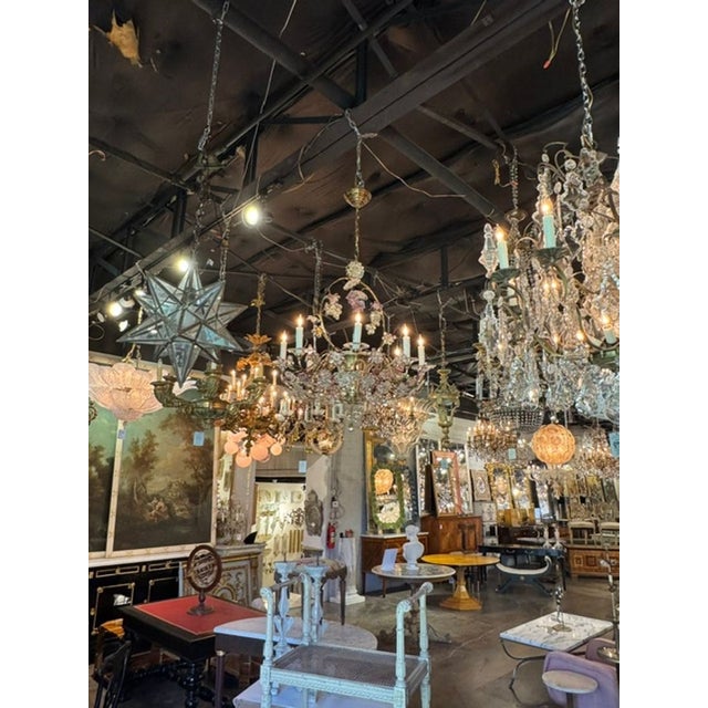Transparent Vintage French Maison Bagues Crystal and Amethyst Flower Basket Chandelier For Sale - Image 8 of 9