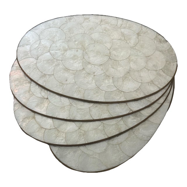 Mid 20th Century Coastal Capiz Shell Placemats - Set of 4 For Sale