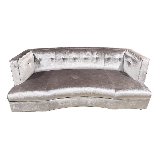 Vintage Mitchell Gold Dumont Tufted Velvet Sofa For Sale