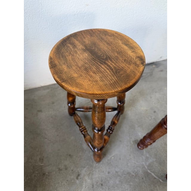 Antique Stools with Turned Legs, 1960s, Set of 2 For Sale - Image 16 of 18