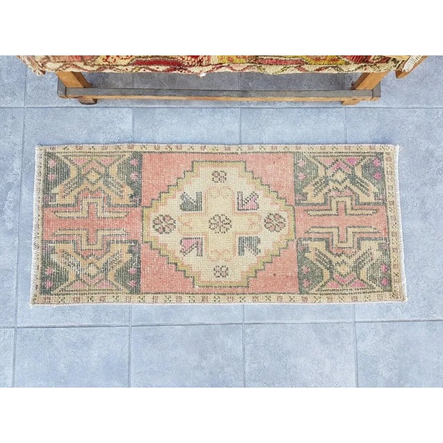 1950s Turkish Orange & Tan Rug For Sale - Image 9 of 9